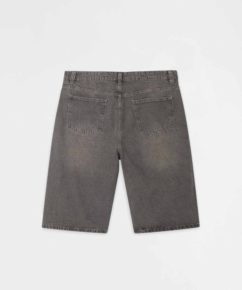 Baggy Denim Short - Washed Slate Grey
