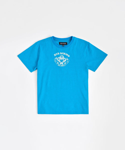 Bad Habits Graphic Short Sleeve Tee - Light Blue/Black