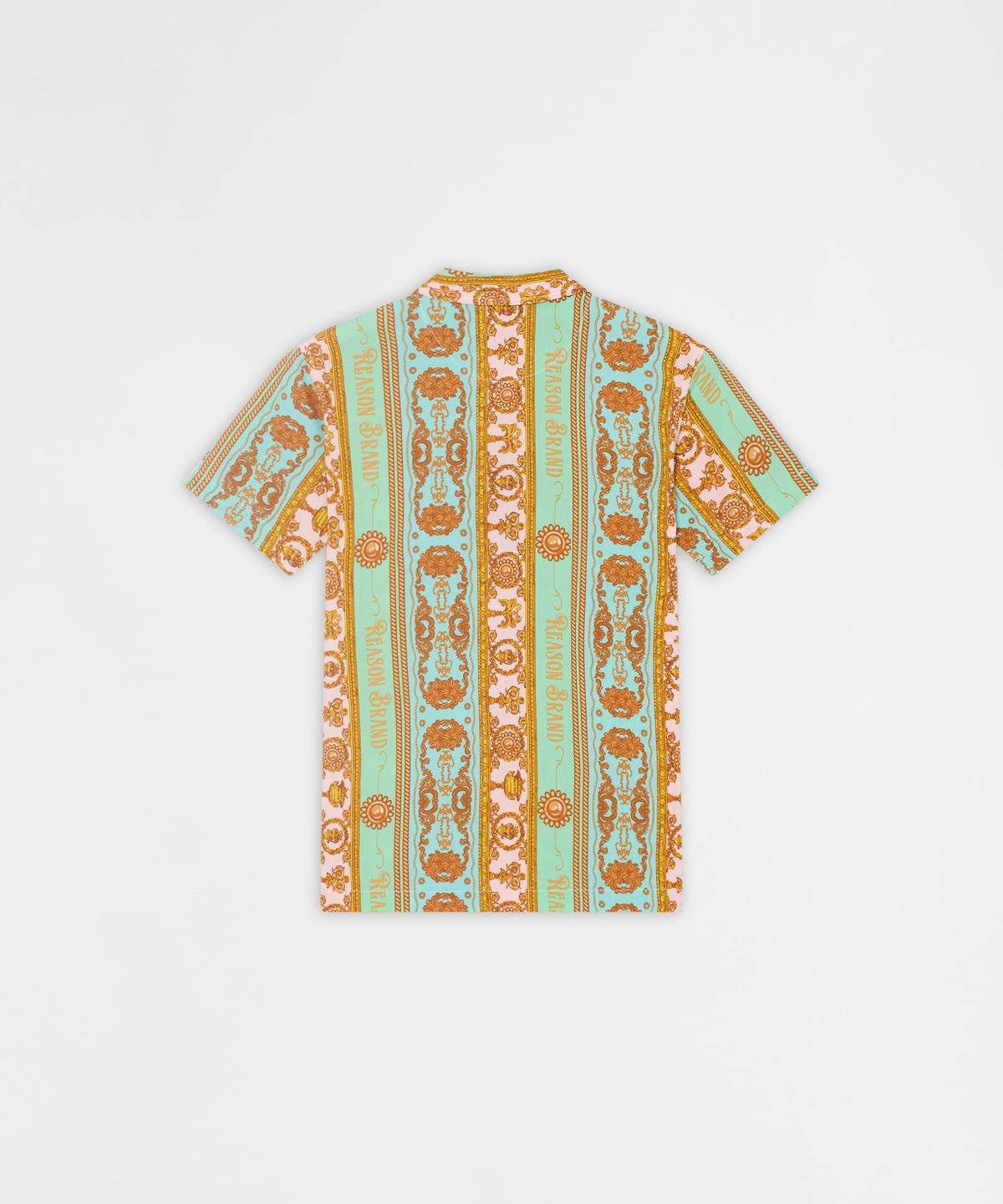 Baroque Viscose Button-Down Short Sleeve Shirt - Multicolor